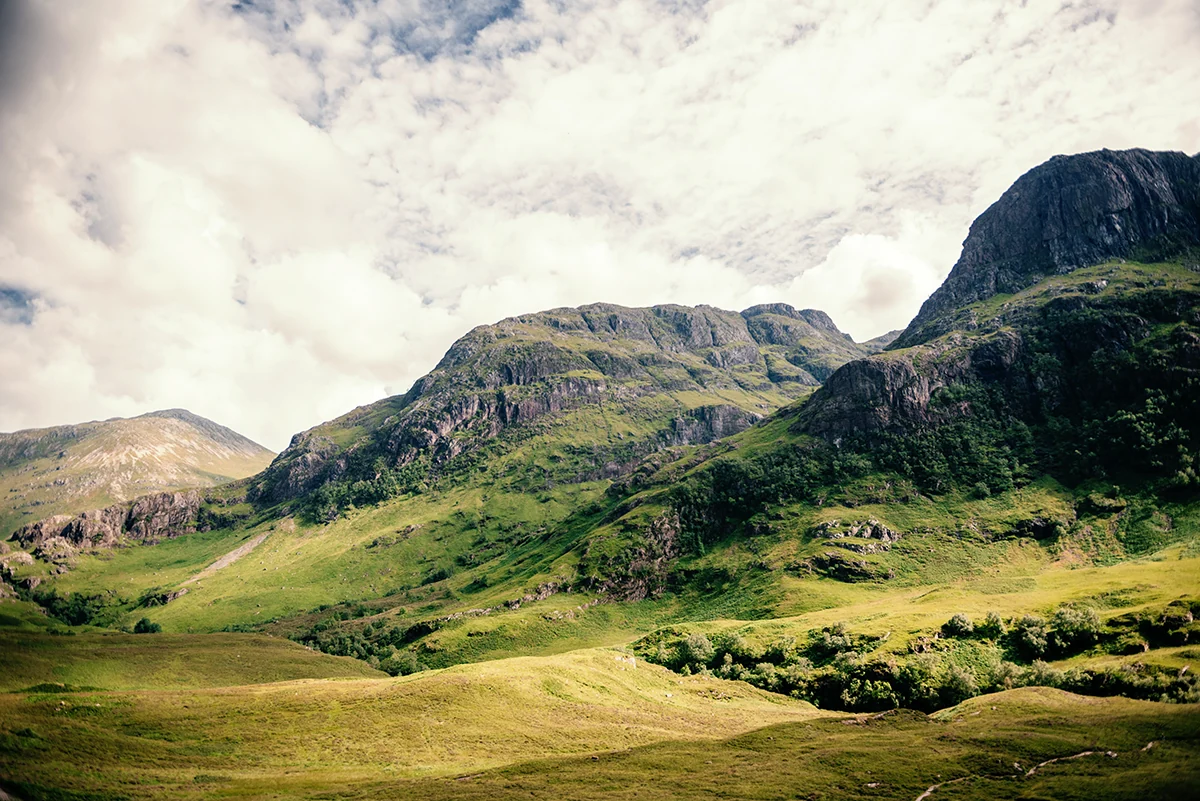 The peaks of Glencoe rising above the glen, the standout day trip from Glasgow