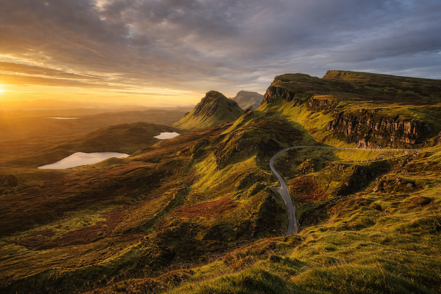 Scenic Highlands road trip route - Winding roads through traditional Scottish mountain landscapes