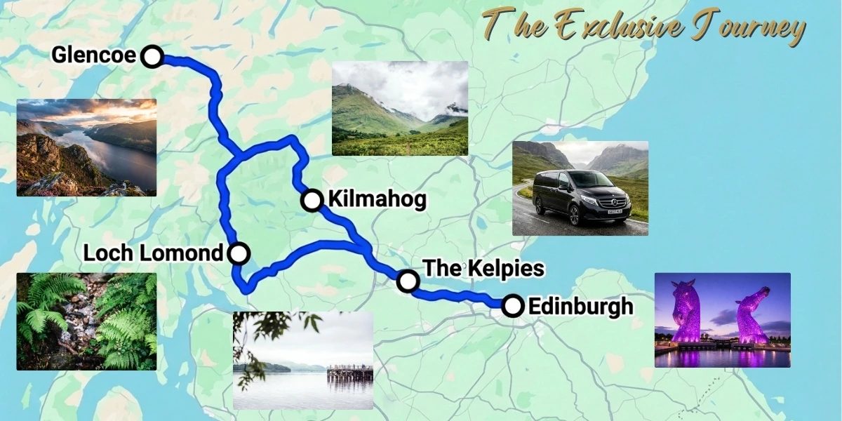 Route map for The Exclusive Journey tour